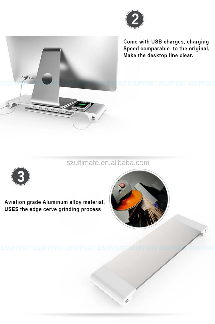 Non-slip Laptop Stand Riser With 4-ports Usb Charging For Imac,Macbook