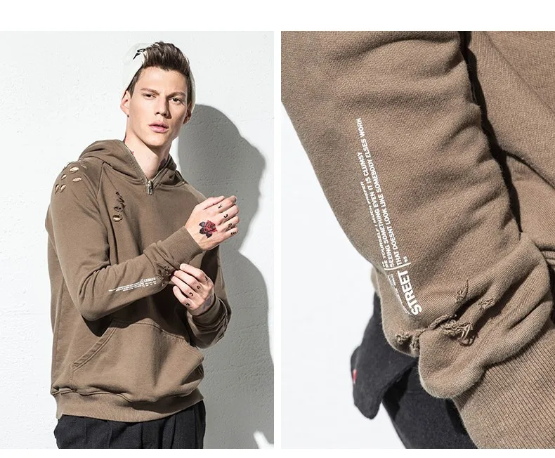 2018 Herren Leere Zerrissene Full Zip Distressed Sweatshirts 2018 Herren Leere Zerrissene Full Zip Distressed Sweatshirts