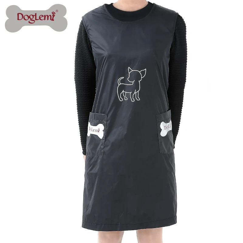 

Waterproof Dog Grooming Equipment Anti Stick Pet Cat Grooming Apron, Black