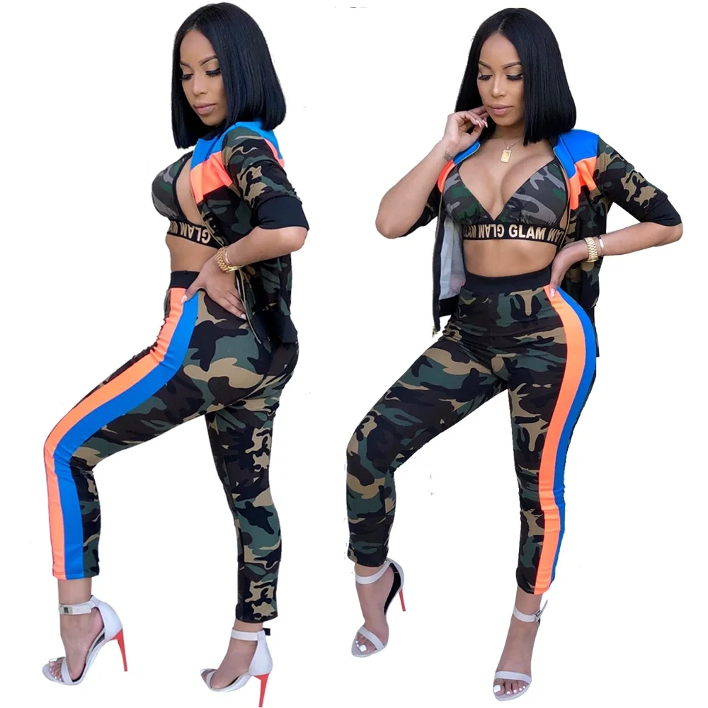 

TY7011 latest design camouflage army women clothing set boutique outfits