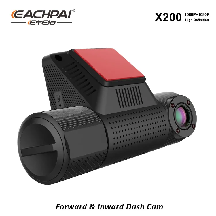 
EACHPAI X200 DashCam dual 1080P front and inside 2 inch Super Capacitor Option GPS and WiFi Car Black Box 