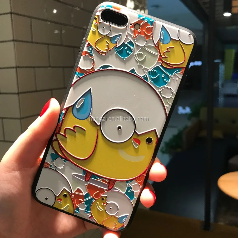

3D Carton Embossed painting soft Relief Rubber back cover case for iphone 5 6s 7 7 plus 6 plus  curved rubber ca, N/a