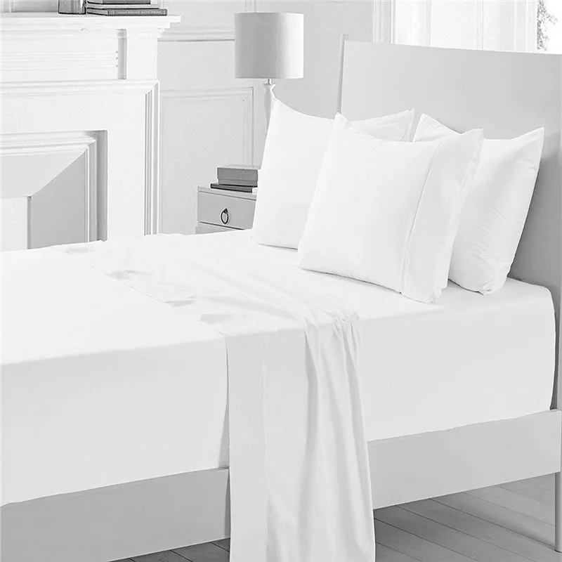 400 Thread Count 100% Long Staple Cotton White Sateen Weave Bed Sheets 