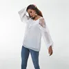 Lace Patchwork Solid Color Ladies Long Sleeve Blouses Chiffon Tops 2019
