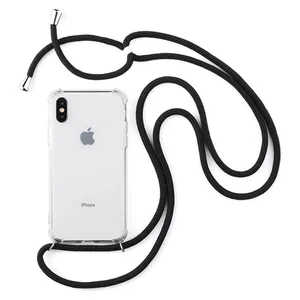 Shockproof Clear TPU Phone Case Cross Shoulder Chain Strap