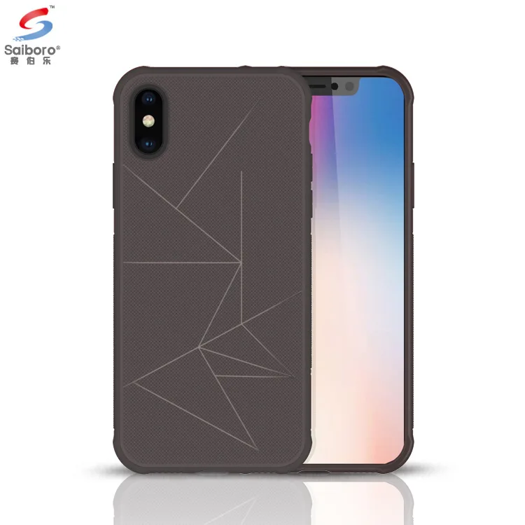 

Saiboro geometric pattern tpu antiskid mobile phone case cover for iphone x 10 case with hidden magnetic car holder, Red, navy blue,black,silver, golden, rose gold