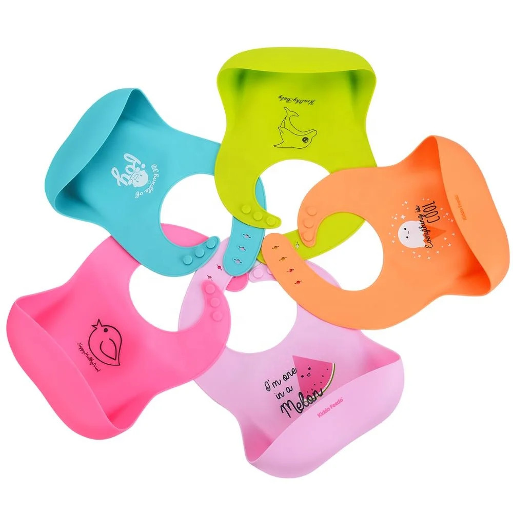 

wholesale bpa free Washable custom Cute Animal Design in Silicone Baby Bib with food catcher waterproof for kid manufacturer, Pantone colos available
