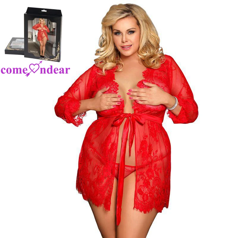 

Box Package In Stock Manufacturer Sheer Women's See-Through Sleepwear, Red women's see-through sleepwear