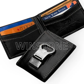 Antique Bifold Leather Credit Card Id Card Holder With Bottle Opener - antique bifold leather credit card id card holder with bottle opener shape metal money clip