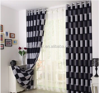 White Black Checks Pattern Very Cheap Curtains Window Curtains