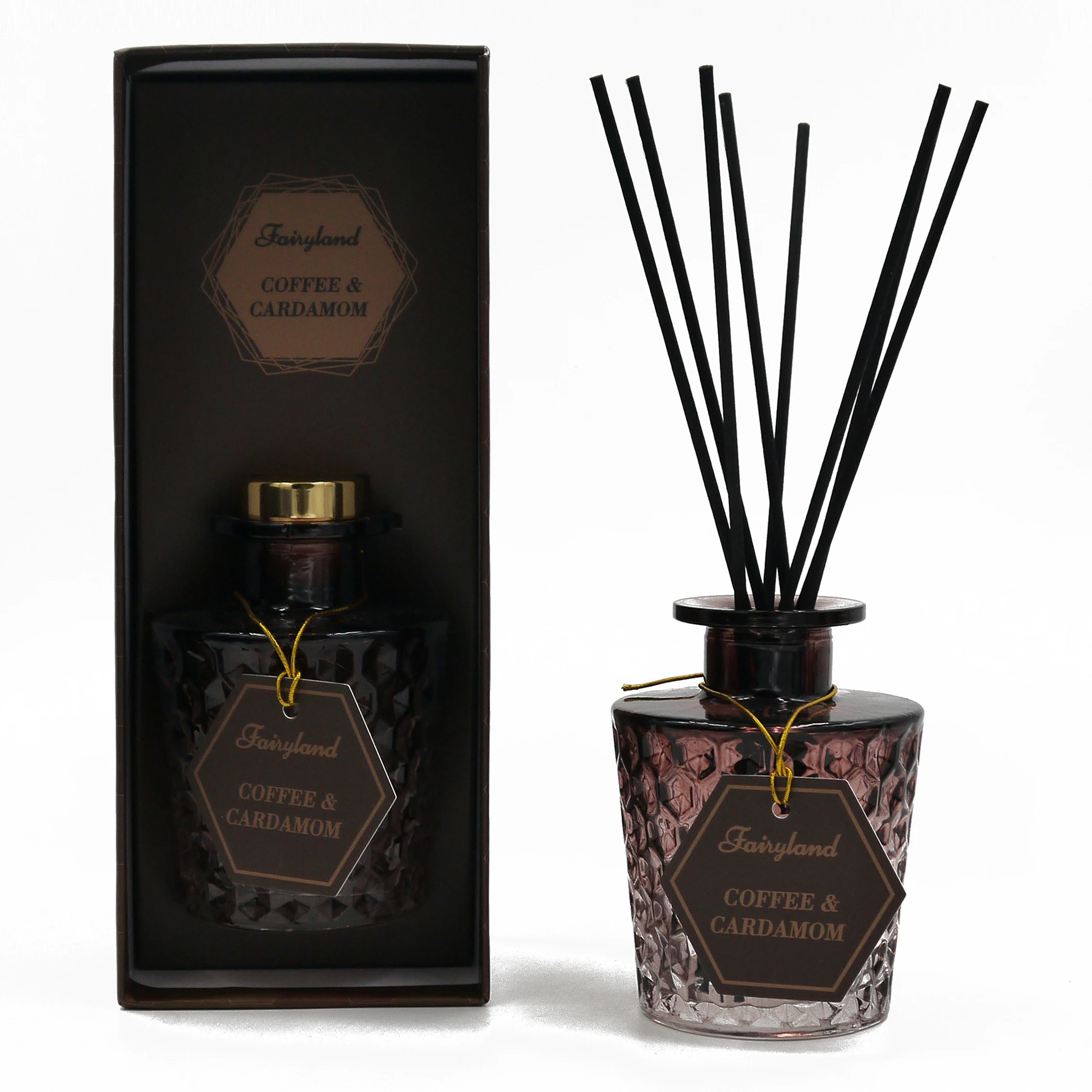 

Hotsale Factory OEM 100ml luxury fragrance reed diffuser in glass bottle with gift box-COFFEE&CARDAMOM