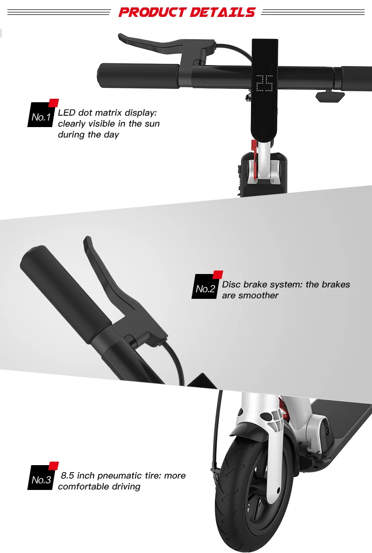 Hot Selling 8.5 Inch 36V 350W Folding 2 Wheel Electric Scooter