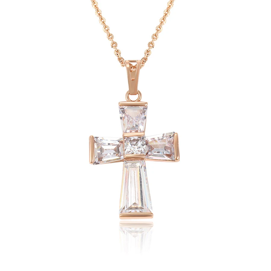 

32761-xuping fashion rose gold plated diamond clip on necklace pendants
