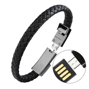 Pinyi Braided PU Leather Bracelet Charger Date Cable  for iPhone