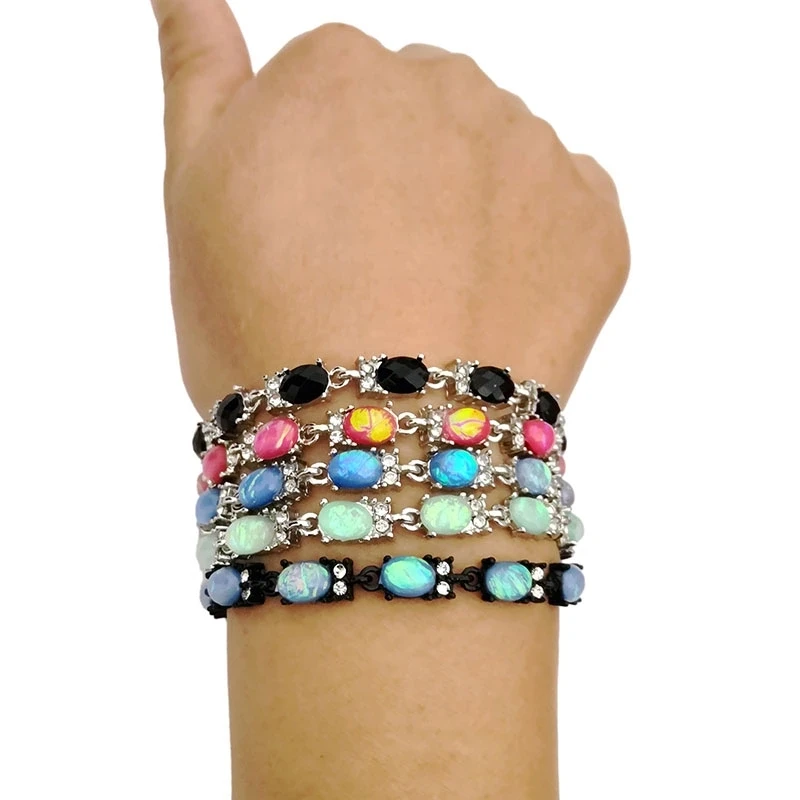 

Wholesale Customized Handmade 4 colors fire opal tennis bracelet for women