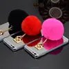 Luxury Metal Rope Rabbit Fur Ball Mirror TPU Phone Cases For iphone Mobile Phone Accessories
