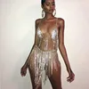 Crystal Rhinestone Body Chain Body Jewelry Women Underwear Sexy Bra Net Bra Panty for Night Bar Club