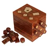 Thanksgiving gifts 3 in 1 standard playing cards holder single deck 5 dice set sliding wooden game accessories storage box