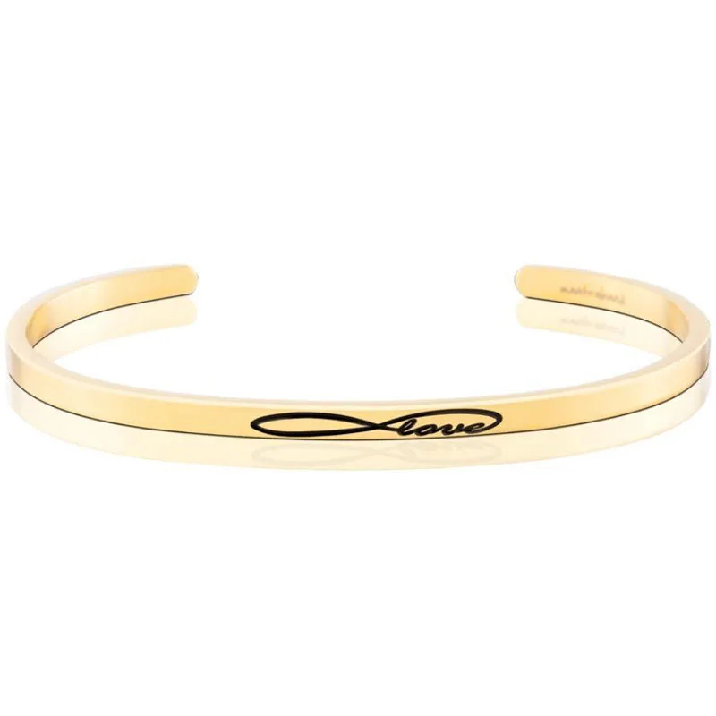 

Fashion 316L Stainless Steel Customized Bangle Jewelry Gold Personalized Women Infinite Love Custom Engrave Cuff Bracelet