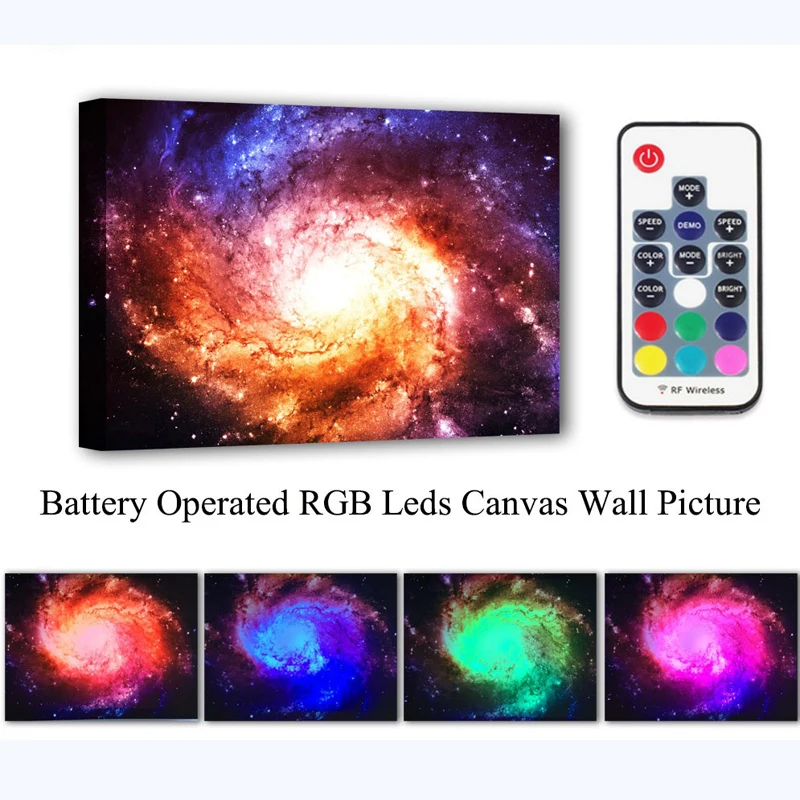 New Unique 7 Color Changing  LED Light Up Wall Decor Art Black Hole Picture