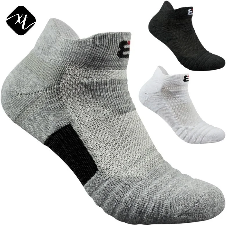 

custom logo terry white black gray breathable low cut running socks, Custom color
