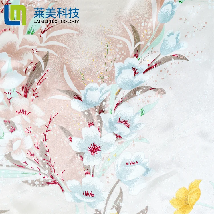 
Customized Soft Colorful Floral Printed 100% Polyester Breathable Satin Fabric 