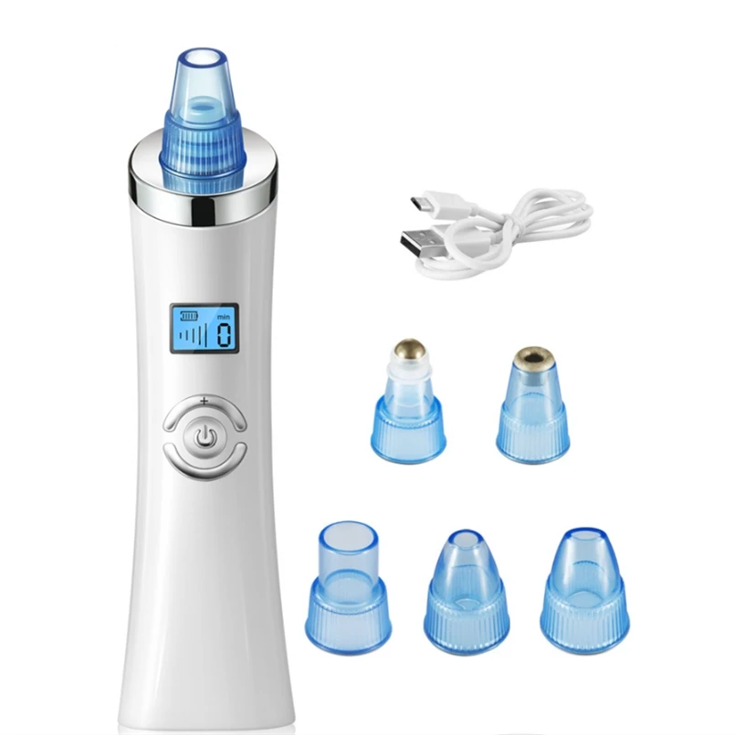 

FDA approved 6 in1 heads new best facial handheld electric pore nose acne vacuum blackhead remover for home use, White;customized color is available