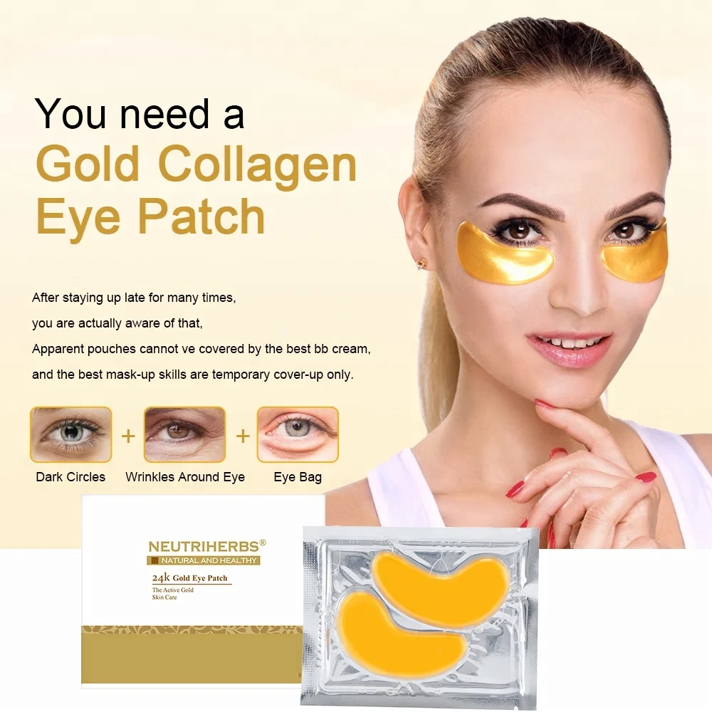 Pure 24k Gold Crystal Collagen Eye Mask Anti Aging Forever Living Products Cool Gel Eyes Cover 6714