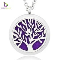 

Wholesale 30mm Stainless Steel Aromatherapy Essential Oil Diffuser Necklace tree of life oil diffuser necklace