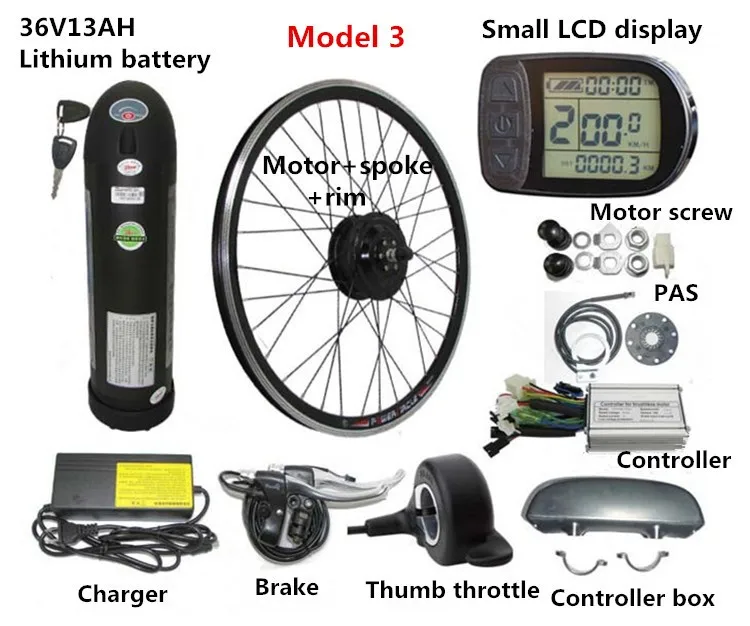 Excellent 36V 13AH Kettle Battery Electric Bike Kit 350W 500W Front/Rear Motor Optional With Pedal Assist Ebike Kit 2