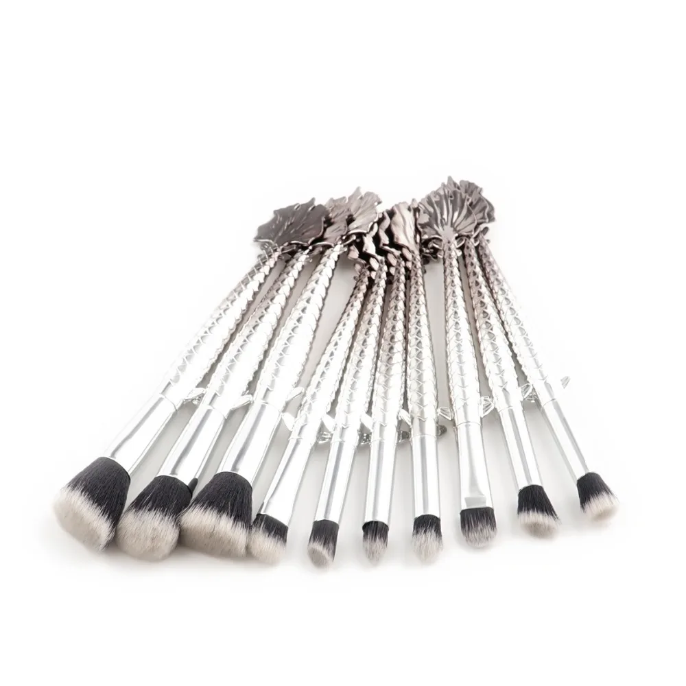 

New Model Lucky Fish Makeup Brushes 10pcs Black White Makeup Brush Set