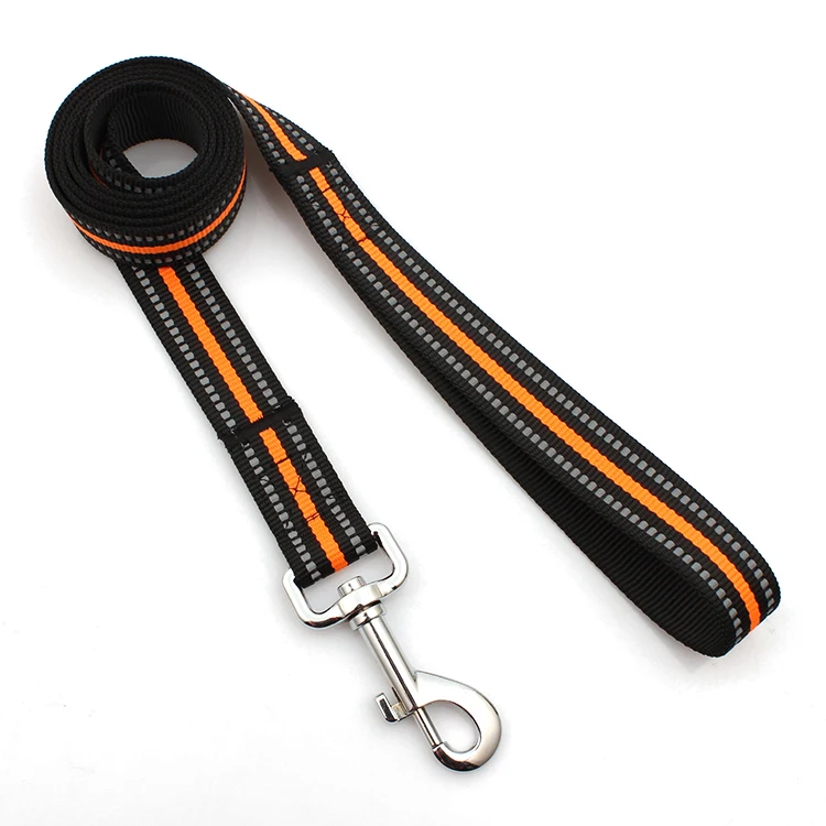 

high quality popular reflective black dog leash, Orange +black