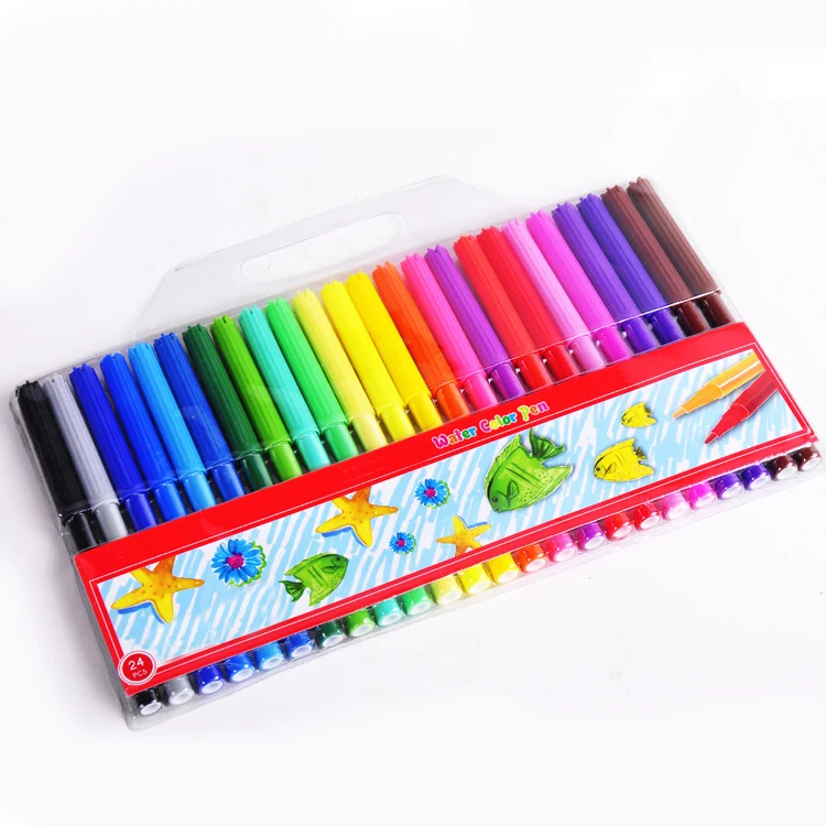 Kids Drawing Color Set 24pcs Fibre Tip Watercolor Pen Buy Watercolor Pen,Felt Tip Pen,Fibre