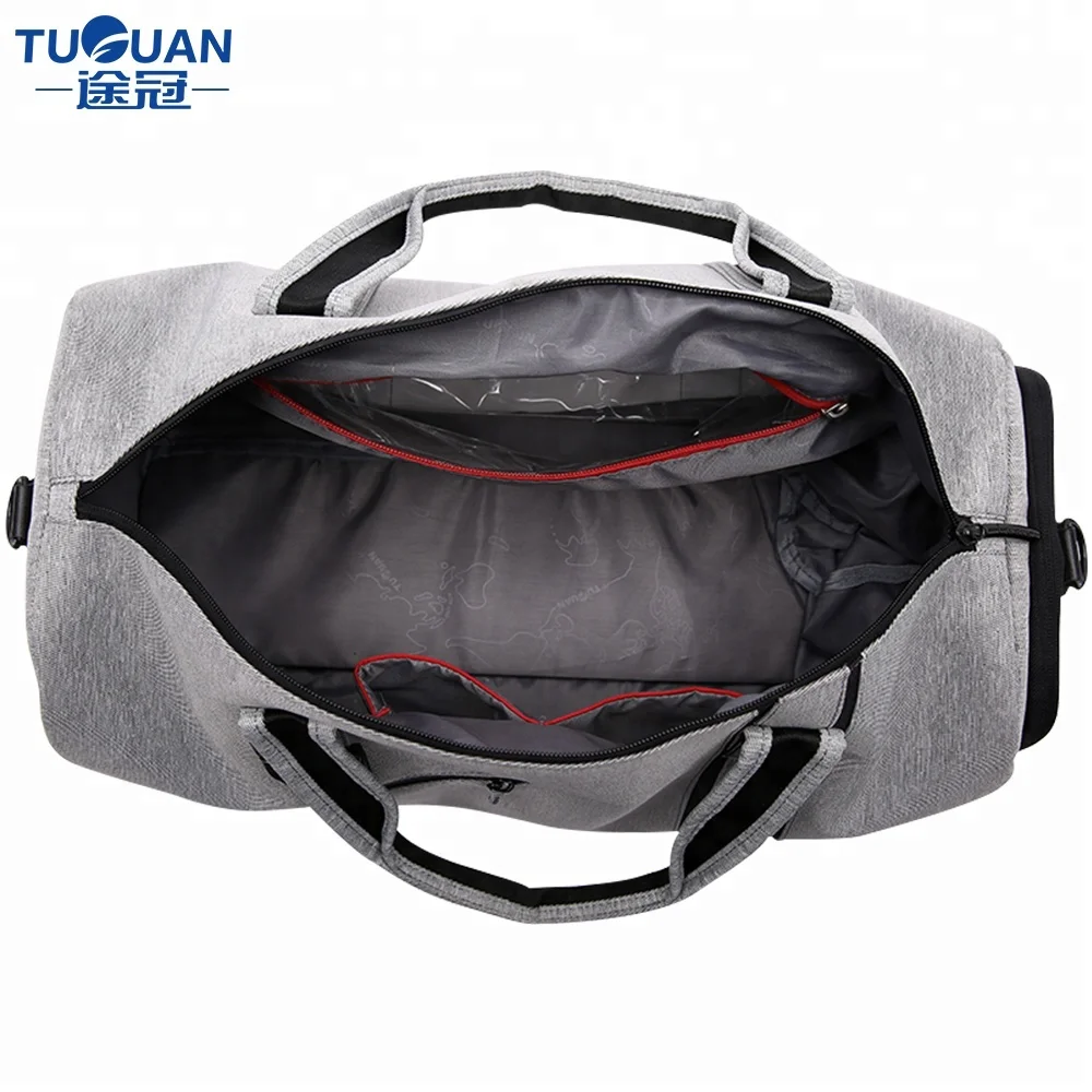 
TUGUAN In Stock Canvas Duffel Bag Custom Gym Exercise Bag With Shoe Compartment 