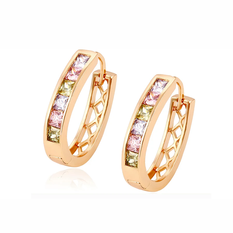 

28738 Manufacture saudi gold jewelry 18k earings gold, jewelry type hoop earing, Multi color, white