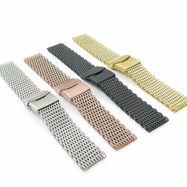 

2019 Custom 20mm 24mm Steel Mesh Interchangeable Gold Watch Strap Band