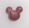 Factory Direct 3D Glitter Pink Mouse Head Applique Patch