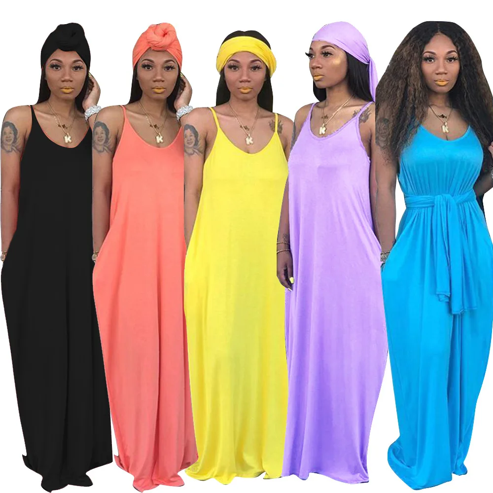 

MTS949 Wholesale Women Plus Size Sleeveless Maxi Dress Straps Long Dress