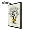 Nordic style L Shape Canvas Frame Painting colorful elk forest cucoloris home use decoration canvas painting