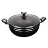 Aluminum non-stick Chinese wok with glass lid