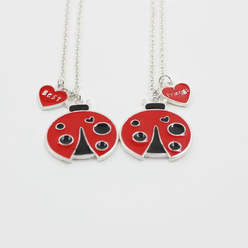 

Wholesale Cute Popular Valentines Gift Heart Pendant Best Friends Necklace Set Heart Pendant, As picture