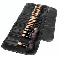 

2020 Trendy 2020 trending product 32 PCS Wood Color PU Leather Carrying Case Handle Makeup Brush Set Beauty Kit