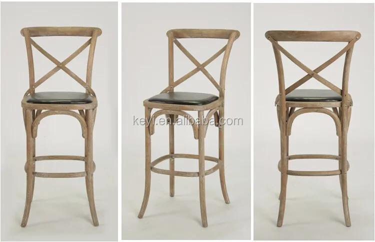 
Antique Wood PU Seat cross back Bistro Counter Stool/bar stool high chair(KY-3045-2-OAK) 