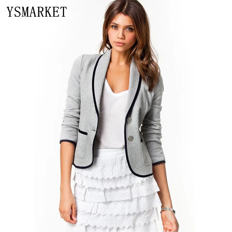 

Fashion Plus Size grey blazer suits high street fashion women's blazers ladies brand jacket clothing two button cardigan Coat