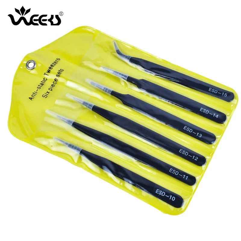 
WEEKS portable repair and maintain precision tools ESD pocket tweezers set stainless steel tweezers 