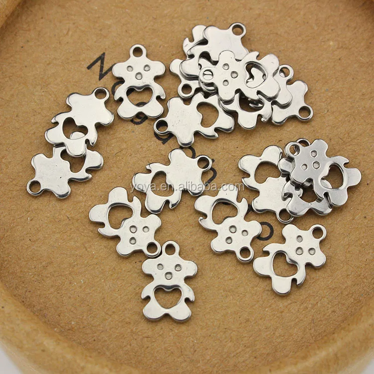 

S825 Stainless Steel tiny bear charms, Stainless steel colour