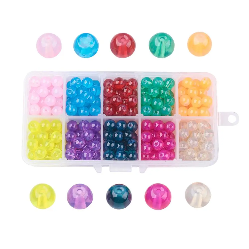 

Pandahall 10mm Mixed Colors Baking Painted Glass Round Beads