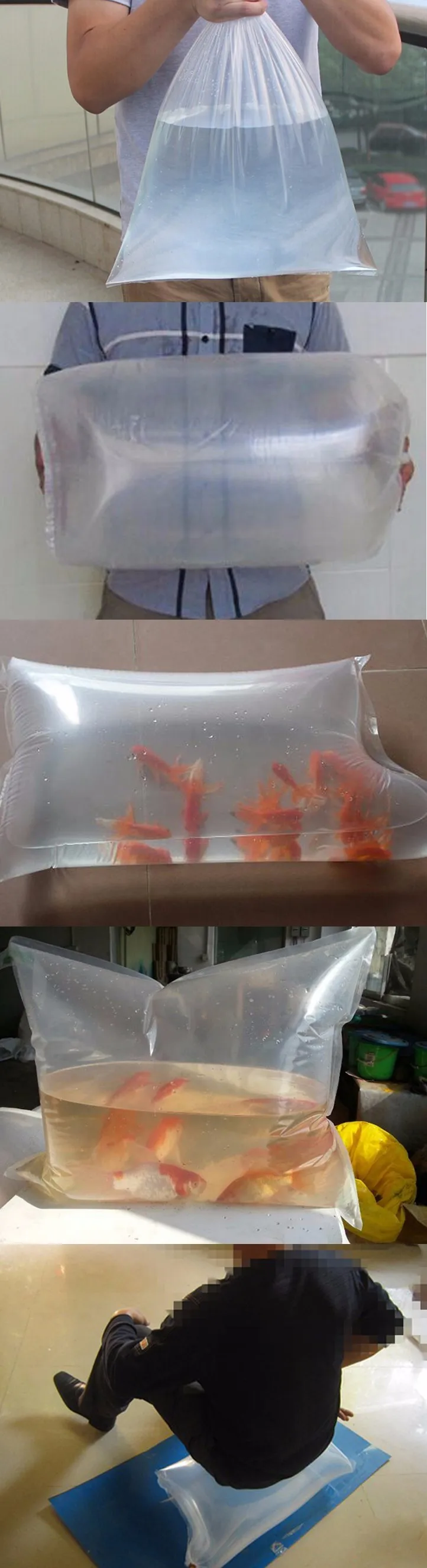 Leak Proof Fish Transport Square Bottom Plastic Clear Fish Transport