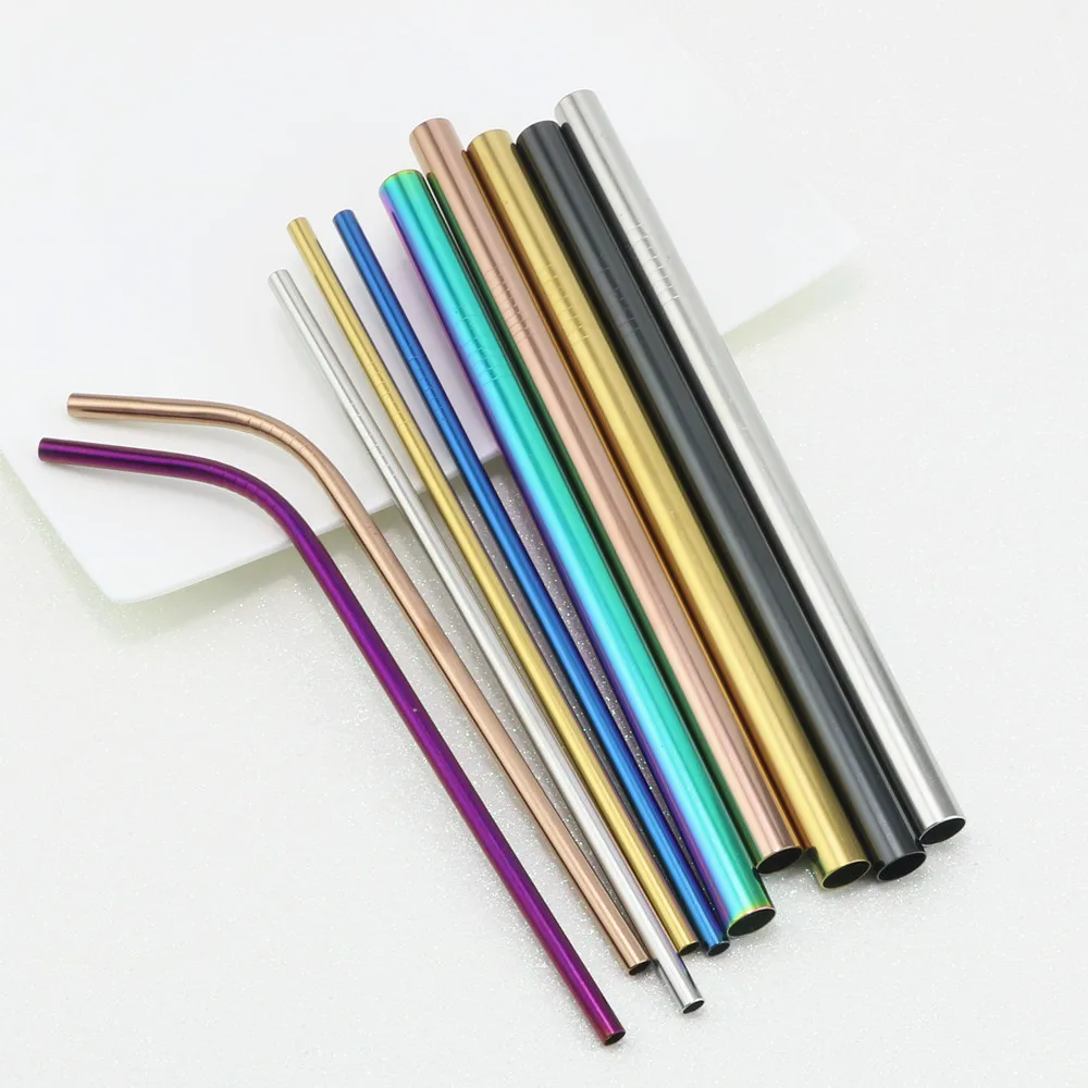 

Colorful stainless steel straight curved bent straw pearl coconut milk tea straws for Amazon