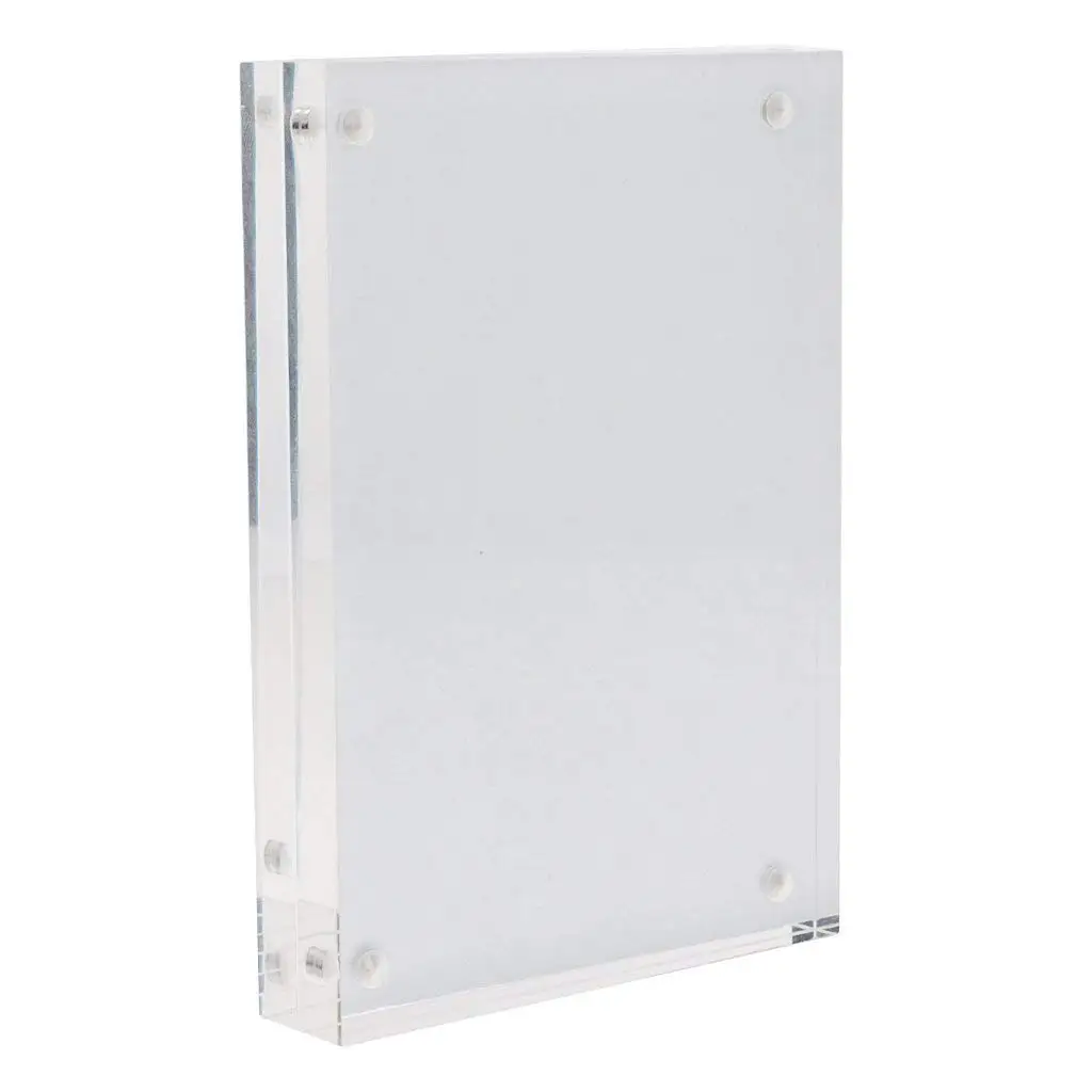 MagiDeal Double-Faced Clear Cheap Rectangle Acrylic Magnet Picture Photo Sign Desktop Display Frame DIY Home Decoration 5inch